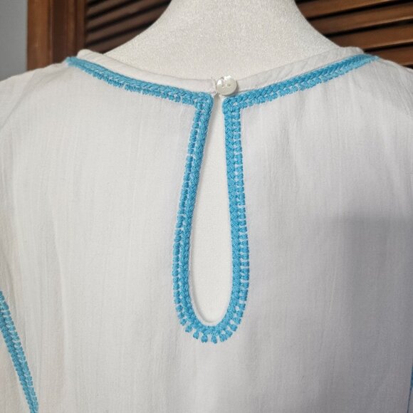Soft Surroundings Juniper Womens Embroidered Maxi Dress SZ Small White Blue Boho - Picture 11 of 16